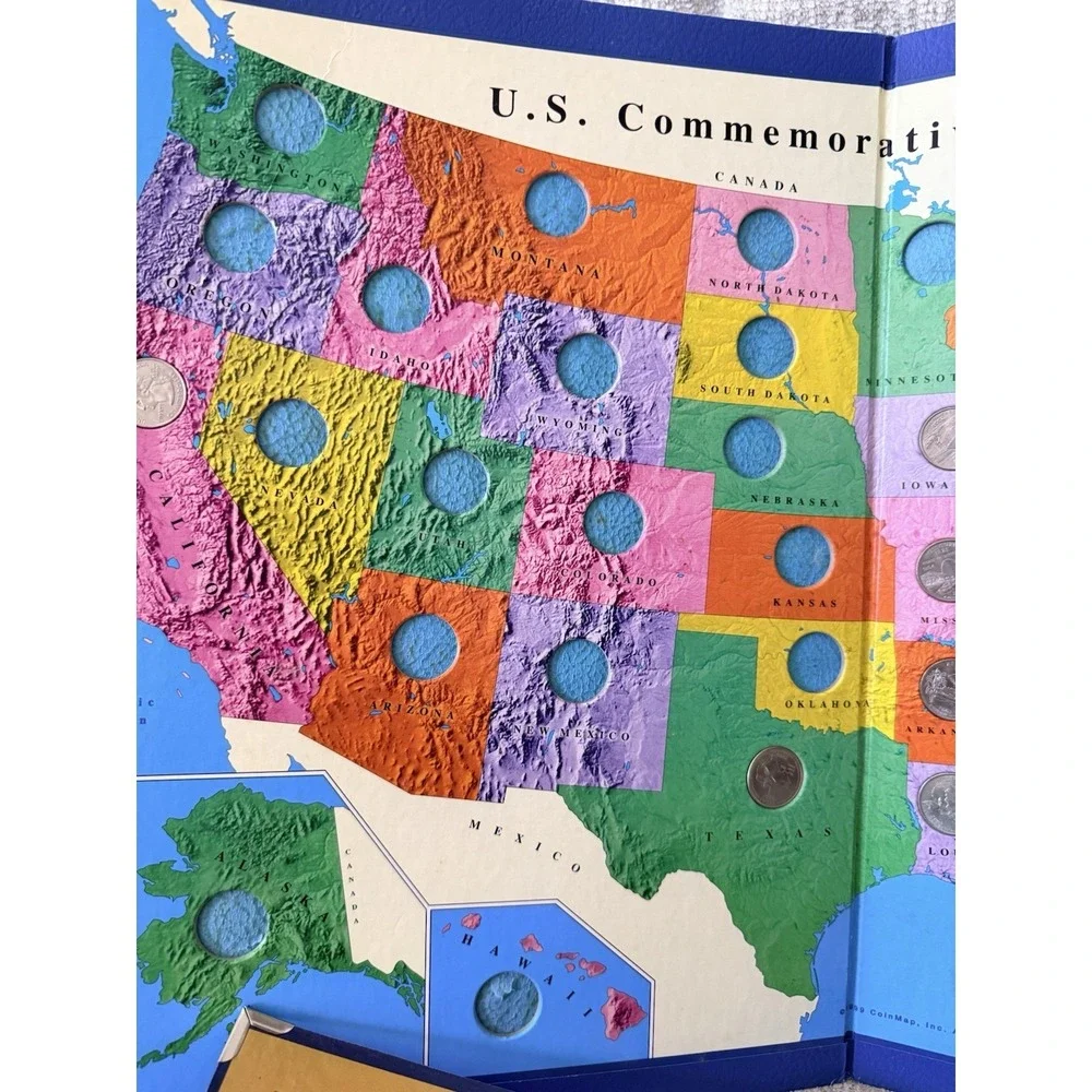 US State Quarters Collectors Map Folder Album Display & More…includes Quarters!